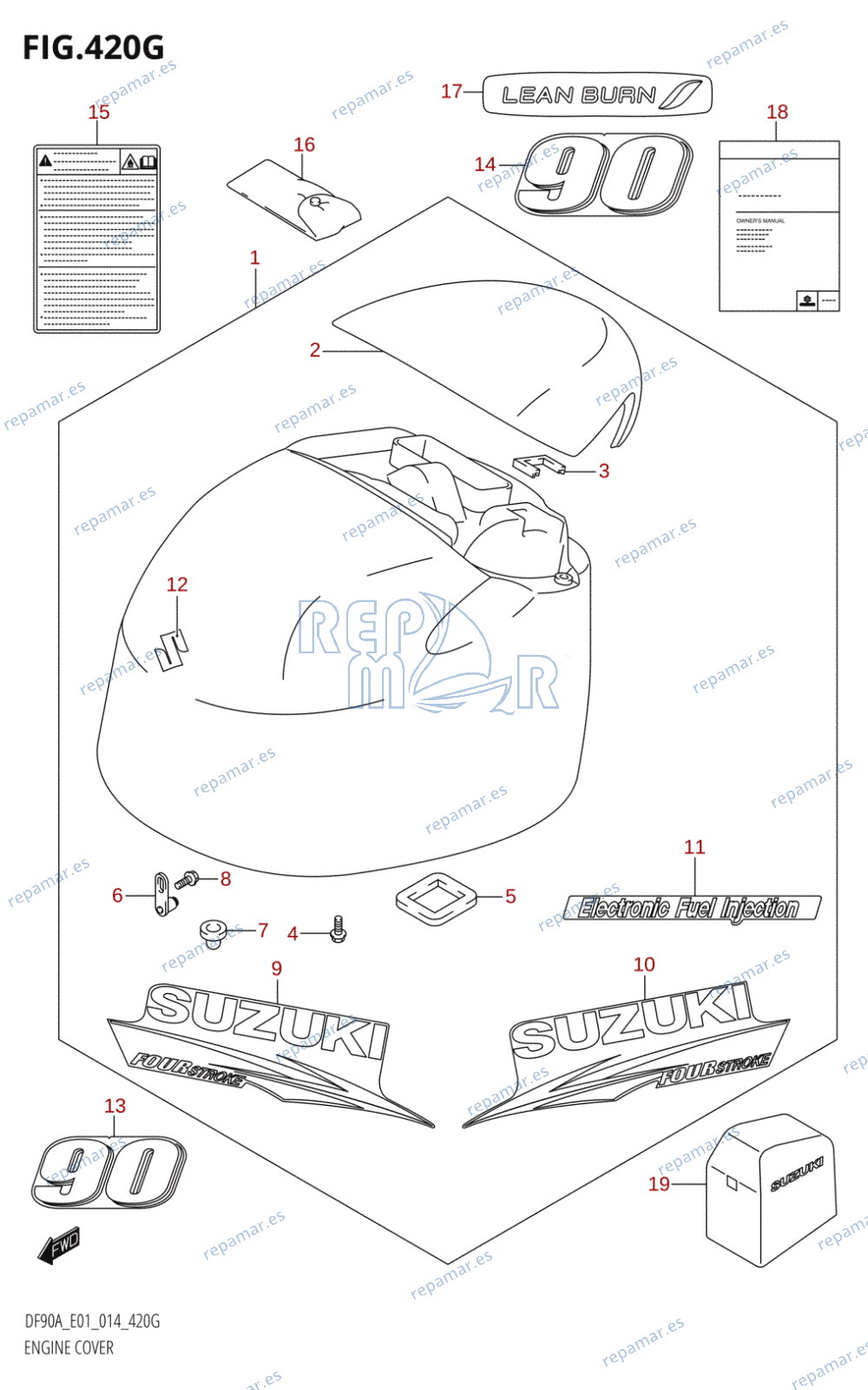 420G - ENGINE COVER (DF90A:E01)