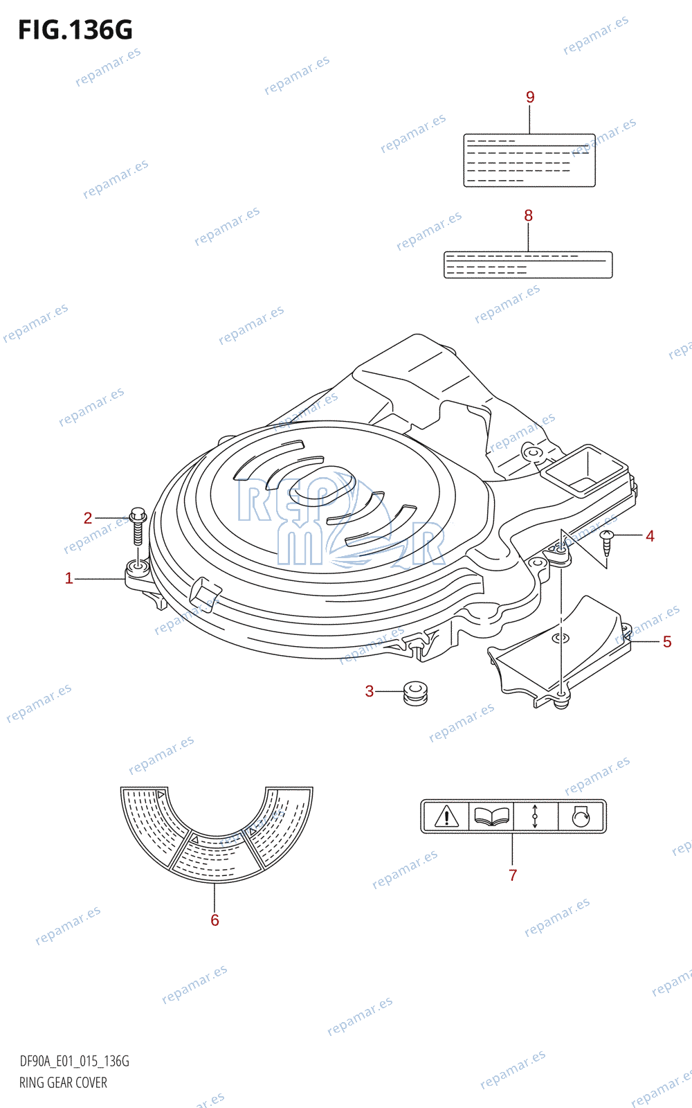 136G - RING GEAR COVER (DF90A:E01)