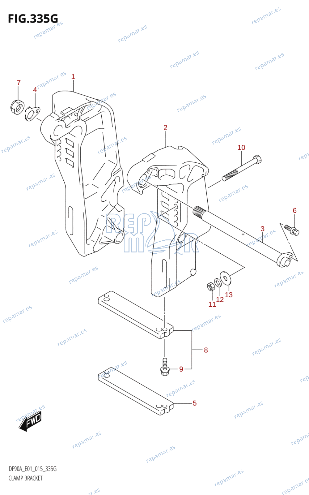 335G - CLAMP BRACKET (DF90A:E01)