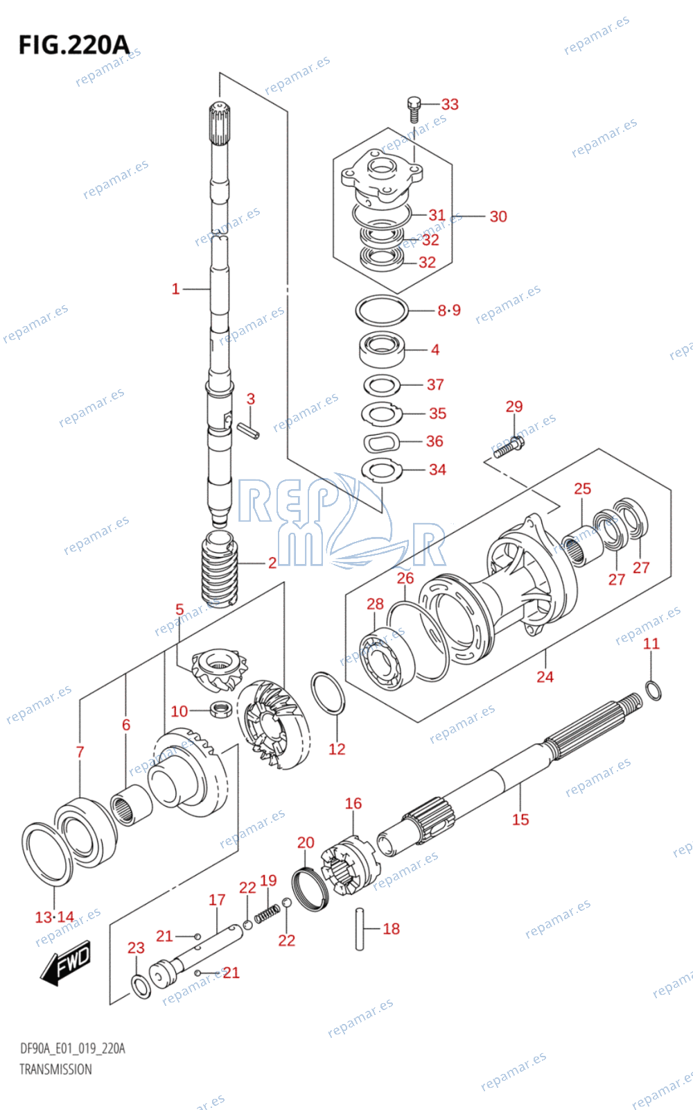 220A - TRANSMISSION (DF70A,DF90A,DF100B)