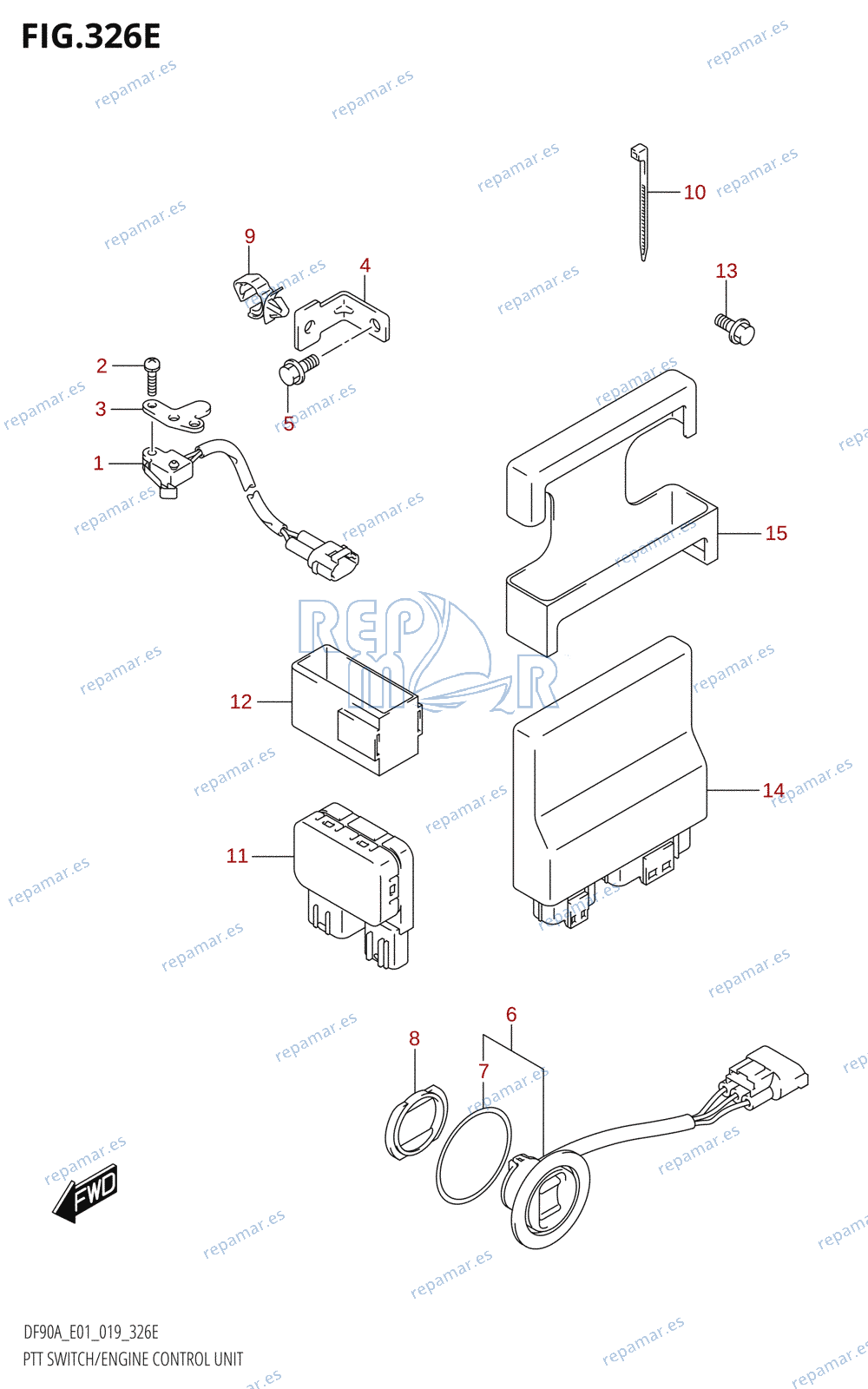 326E - PTT SWITCH /​ ENGINE CONTROL UNIT (DF90A:E01,DF90ATH:E01)