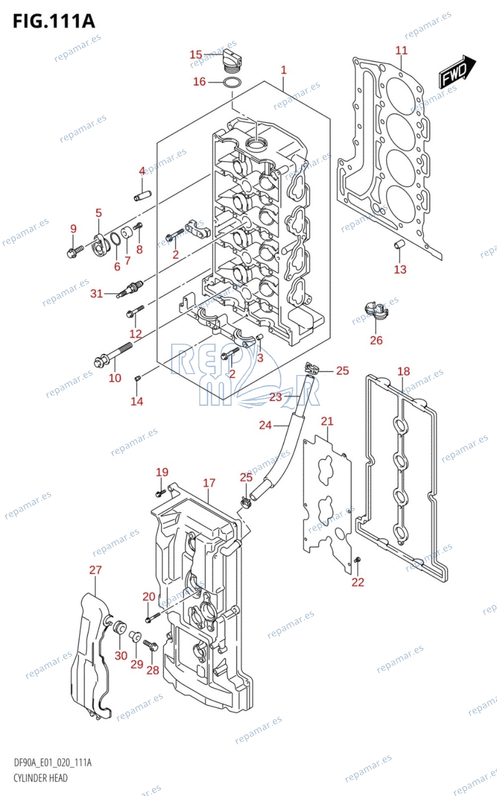 111A - CYLINDER HEAD (DF70A,DF70ATH,DF80A,DF90A,DF90ATH)