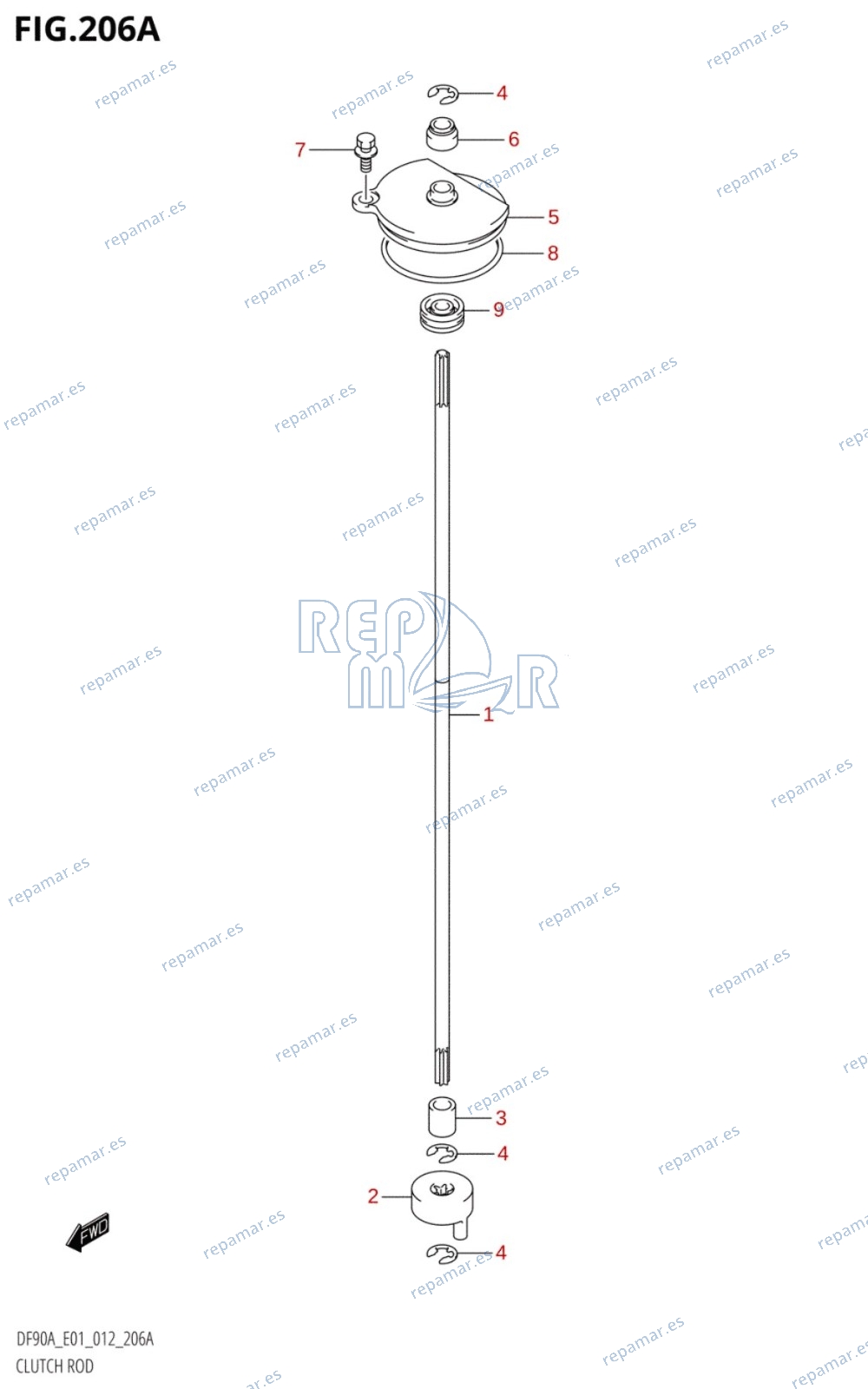 206A - CLUTCH ROD (DF70A,DF80A,DF90A,DF100B)