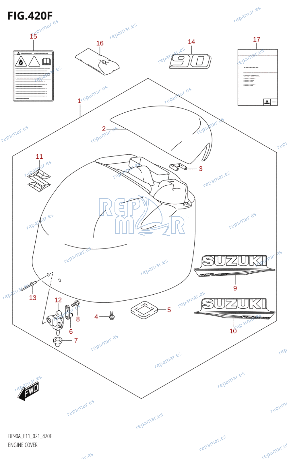 420F - ENGINE COVER ((DF90A,DF90ATH):021)