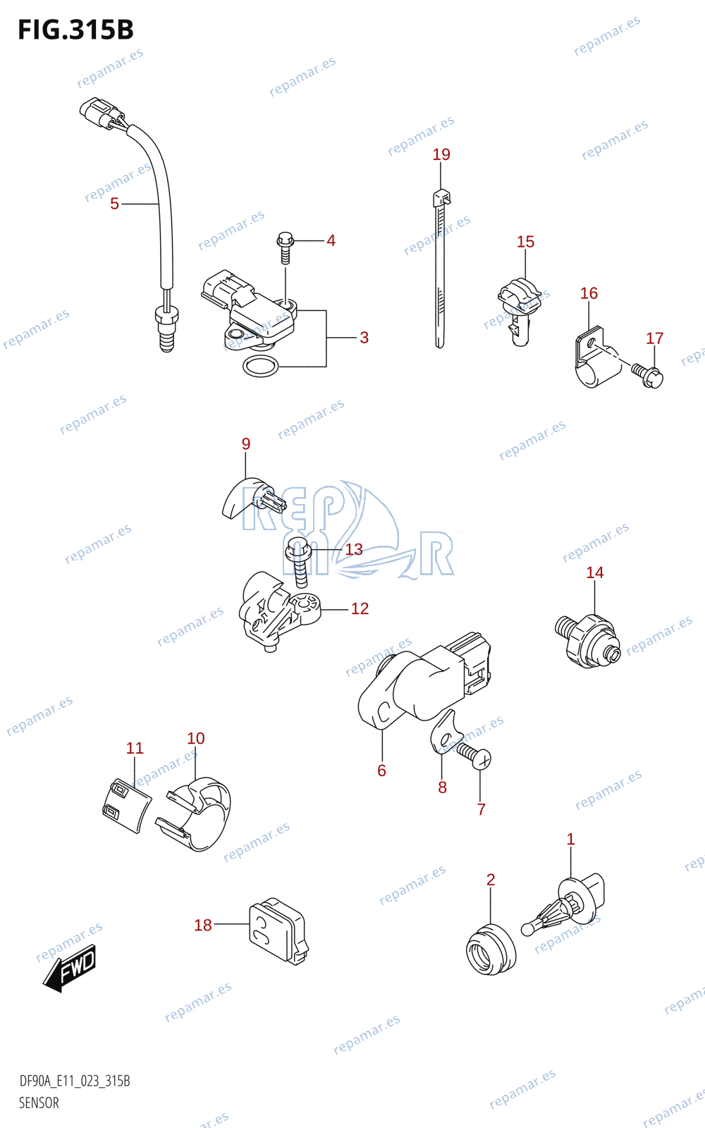 315B - SENSOR (DF70A,DF80A,DF90A,DF100B):(022,023))