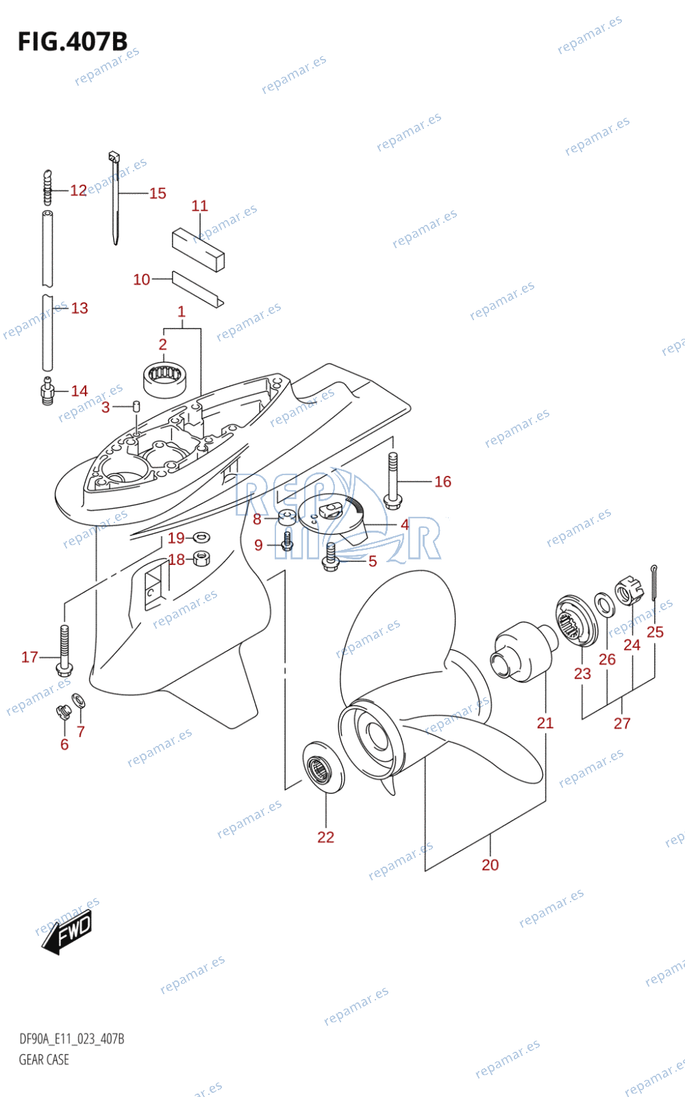 407B - GEAR CASE (DF70A,DF80A,DF90A,DF100B):(021,022,023)