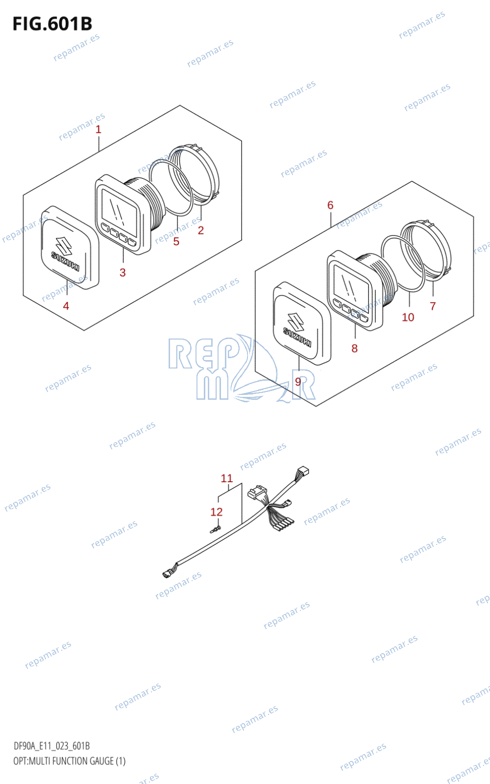 601B - OPT:MULTI FUNCTION GAUGE (1) ((DF70A,DF75A,DF80A,DF90A,DF90AWQH,DF100B):(022,023))