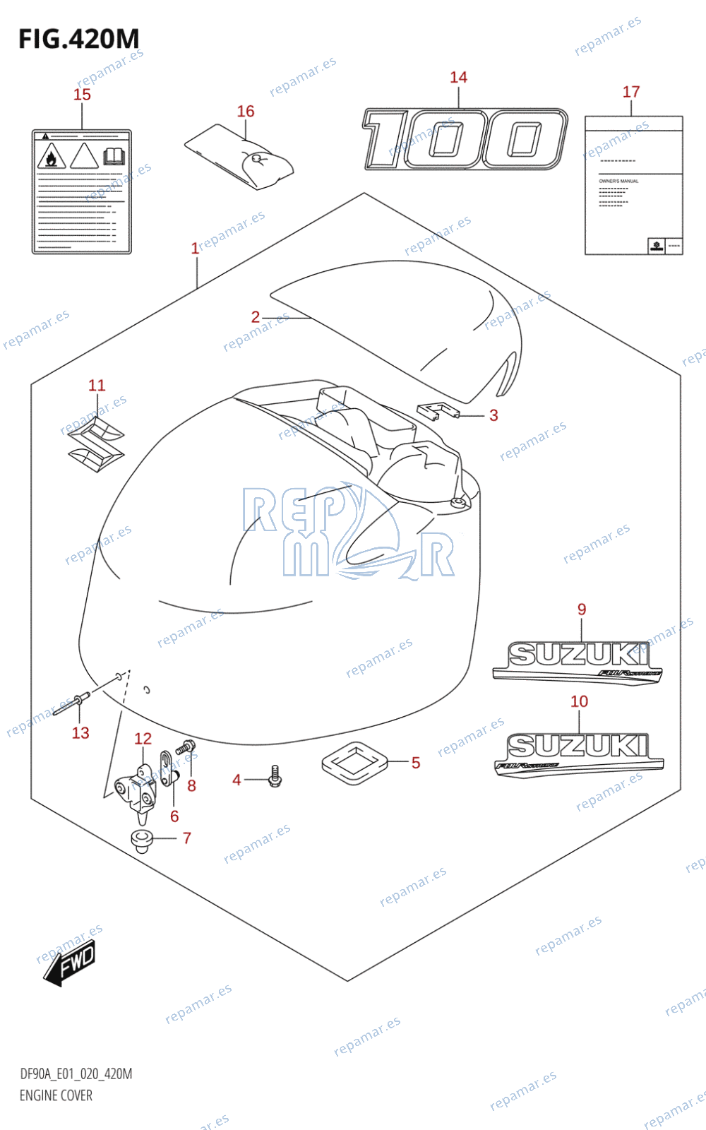 420M - ENGINE COVER (DF100B:E01)