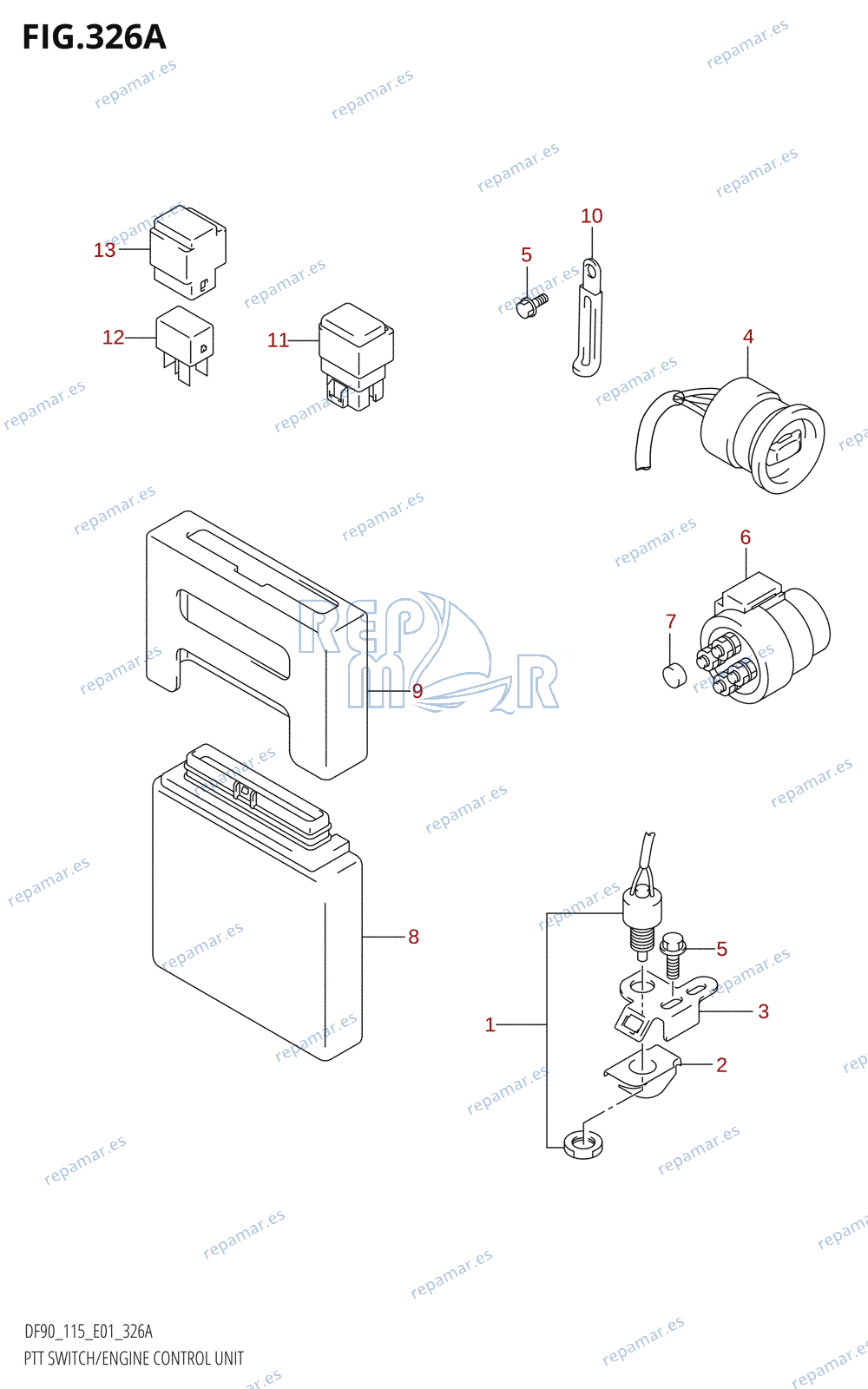 326A - PTT SWITCH /​ ENGINE CONTROL UNIT (K1,K2,K3)