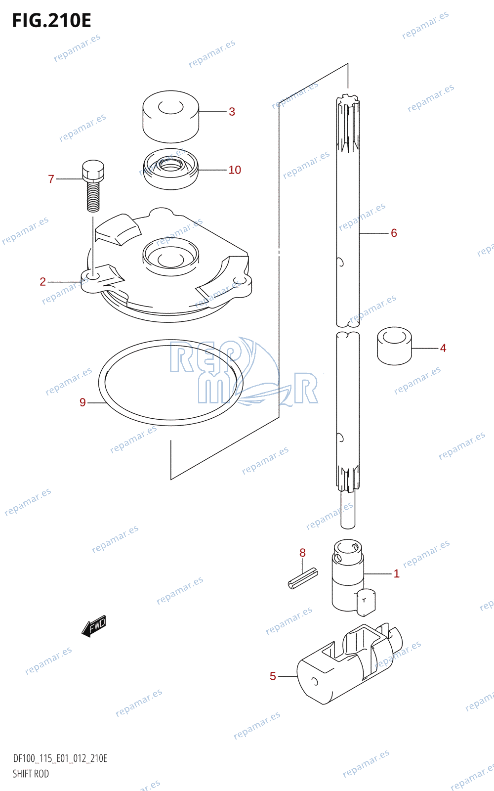 210E - SHIFT ROD (DF115Z:E01)