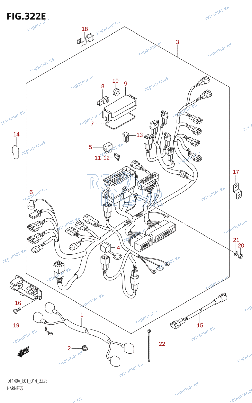 322E - HARNESS (DF115AZ:E01)