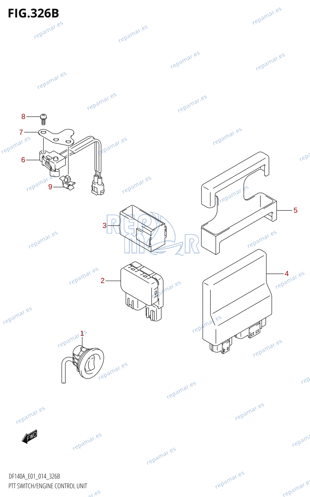 326B - PTT SWITCH /​ ENGINE CONTROL UNIT (DF100AT:E40)