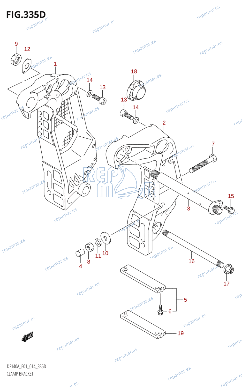 335D - CLAMP BRACKET (DF115AT:E40)