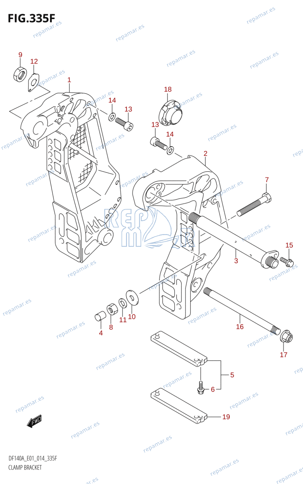 335F - CLAMP BRACKET (DF115AZ:E40)