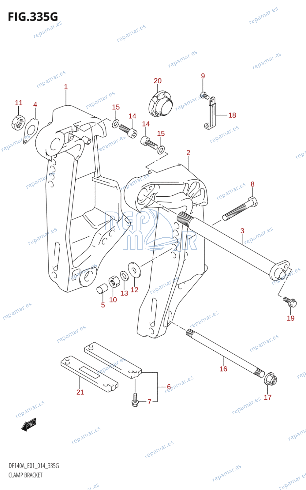 335G - CLAMP BRACKET (DF140AT:E01)