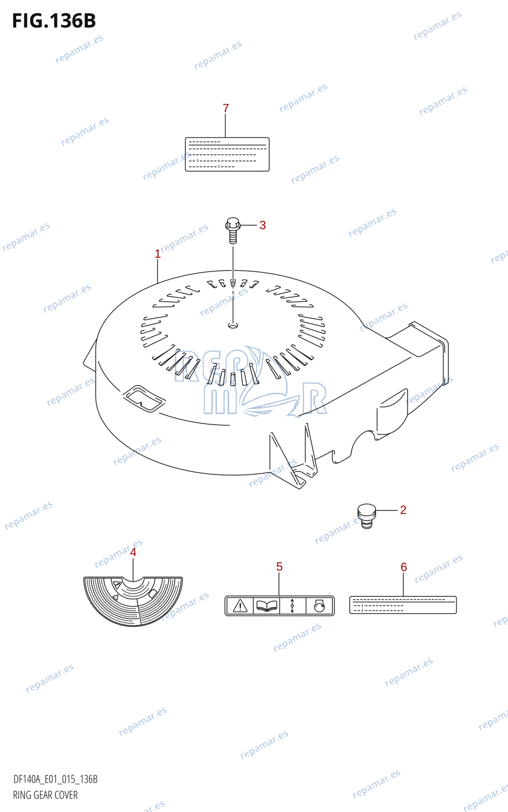 136B - RING GEAR COVER (DF115AT:E01)