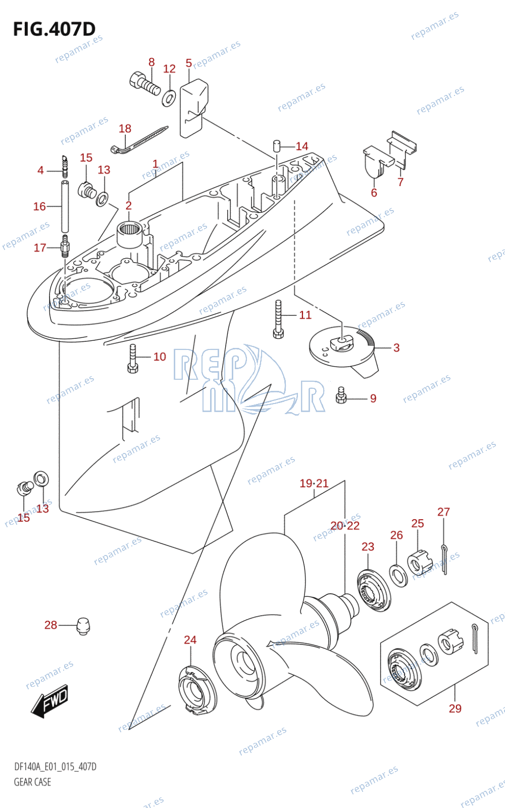 407D - GEAR CASE (DF115AZ:E01)