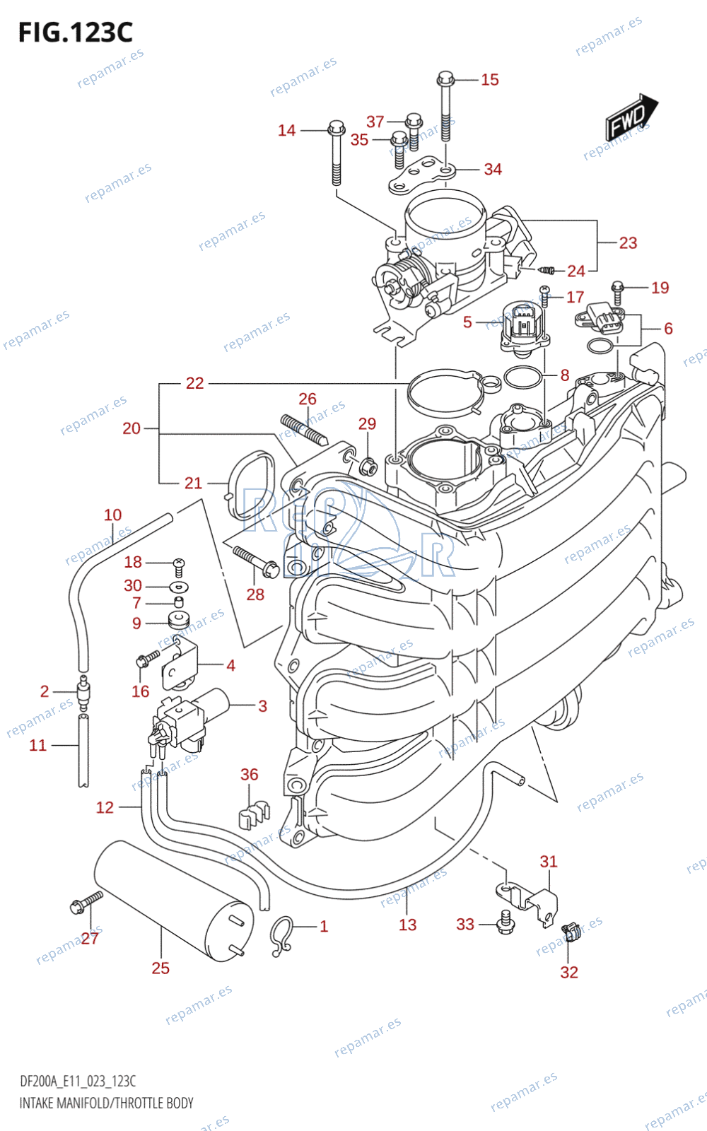 123C - INTAKE MANIFOLD /​ THROTTLE BODY (023)