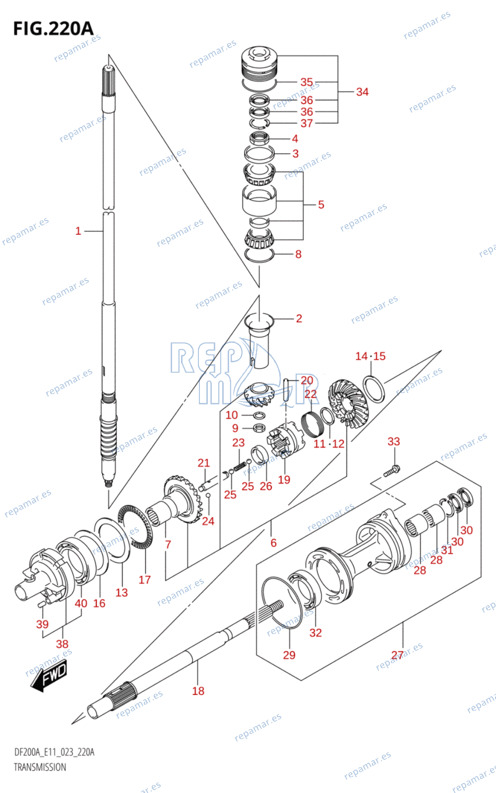 220A - TRANSMISSION ((DF200AT,DF175AT,DF150AT):(020,021))