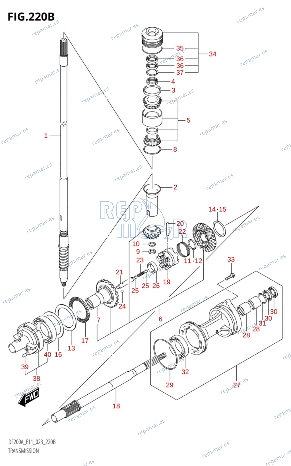 220B - TRANSMISSION ((DF200AT,DF175AT,DF150AT):(022,023))