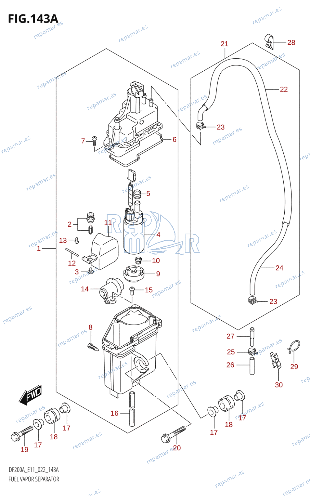 143A - FUEL VAPOR SEPARATOR ((E01,E03):020,E11:021,(E03,E11):022)