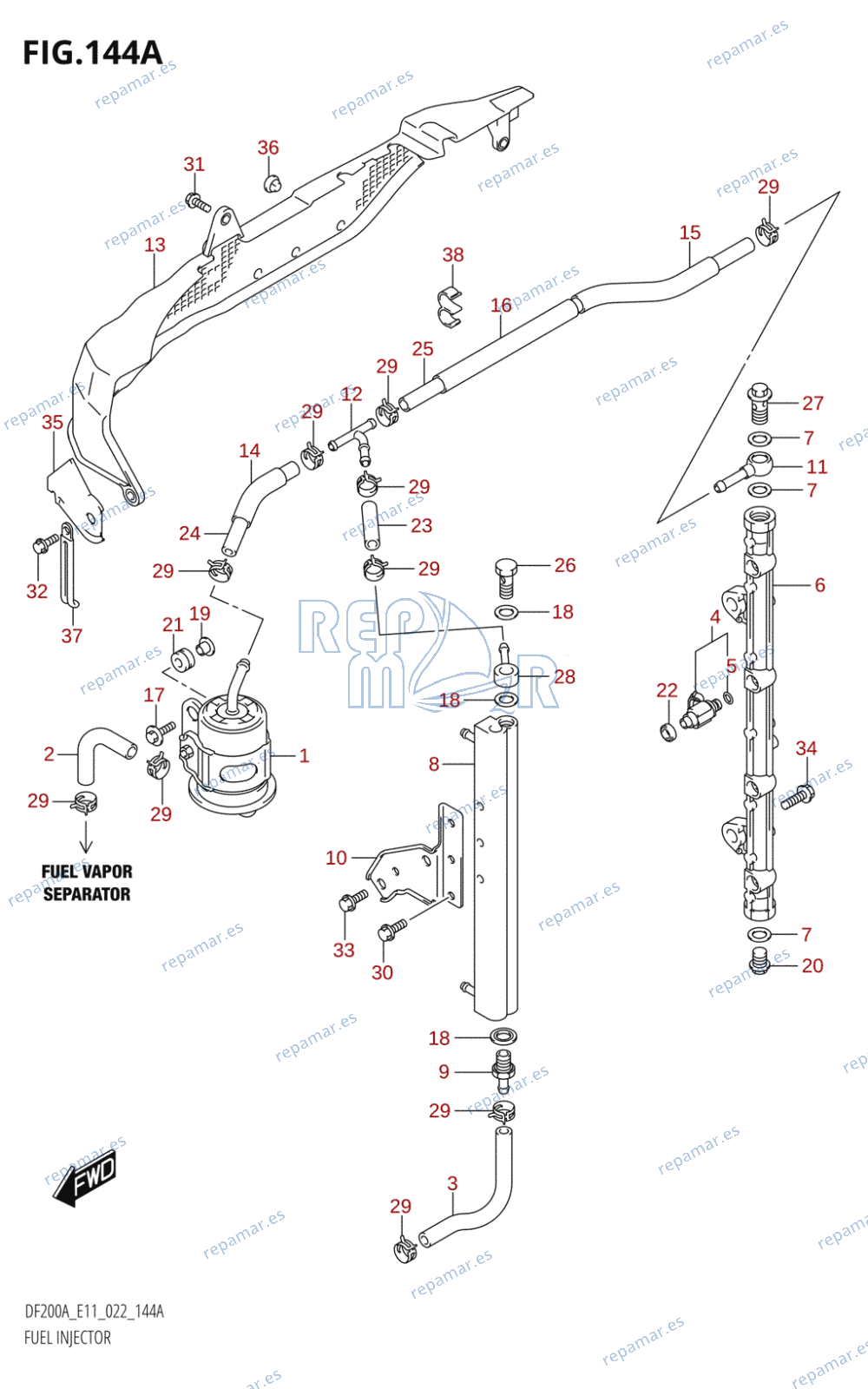 144A - FUEL INJECTOR ((E01,E03):020,E11:021,(E03,E11):022)