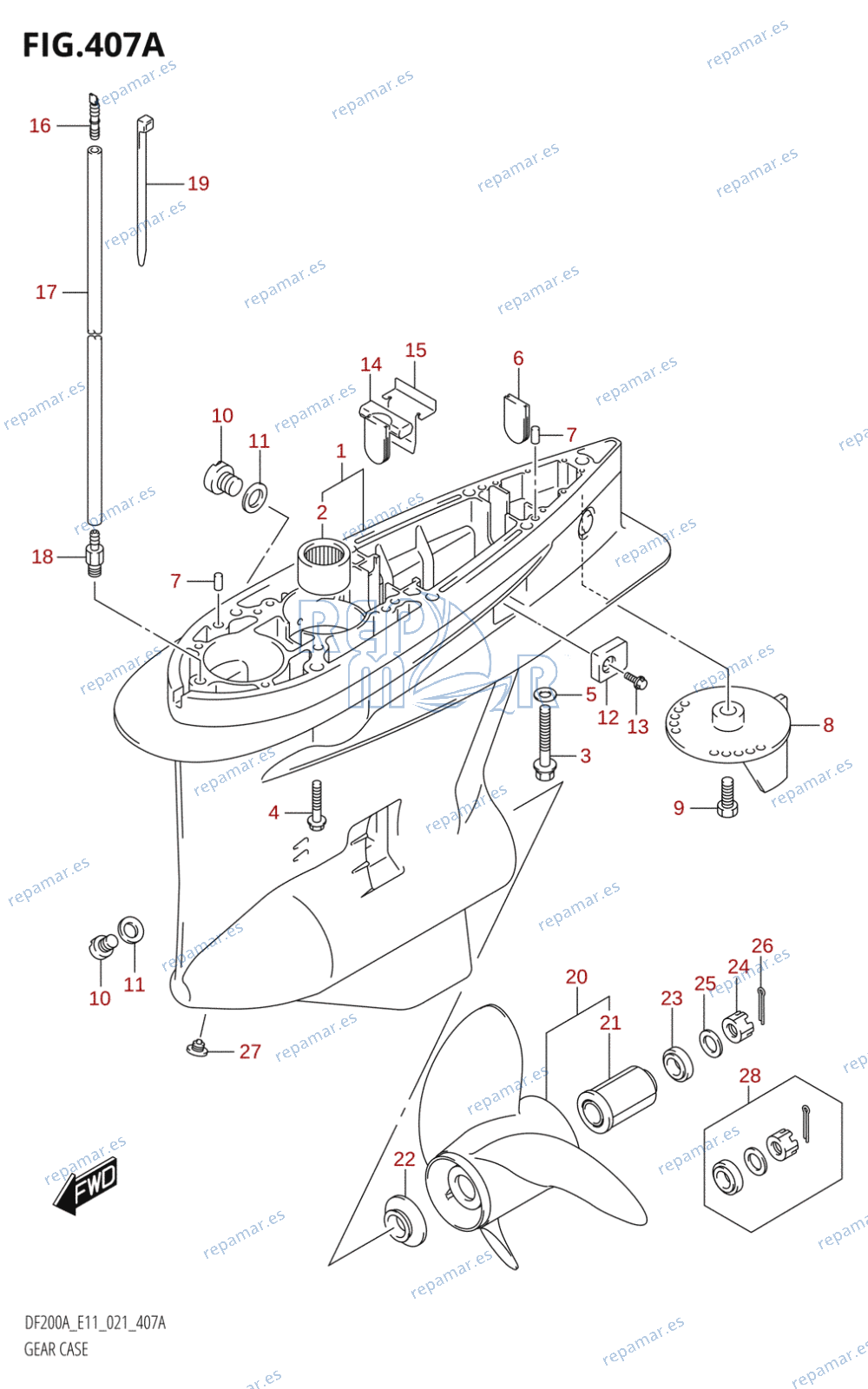 407A - GEAR CASE (DF200AT:(E01,E11,E40))