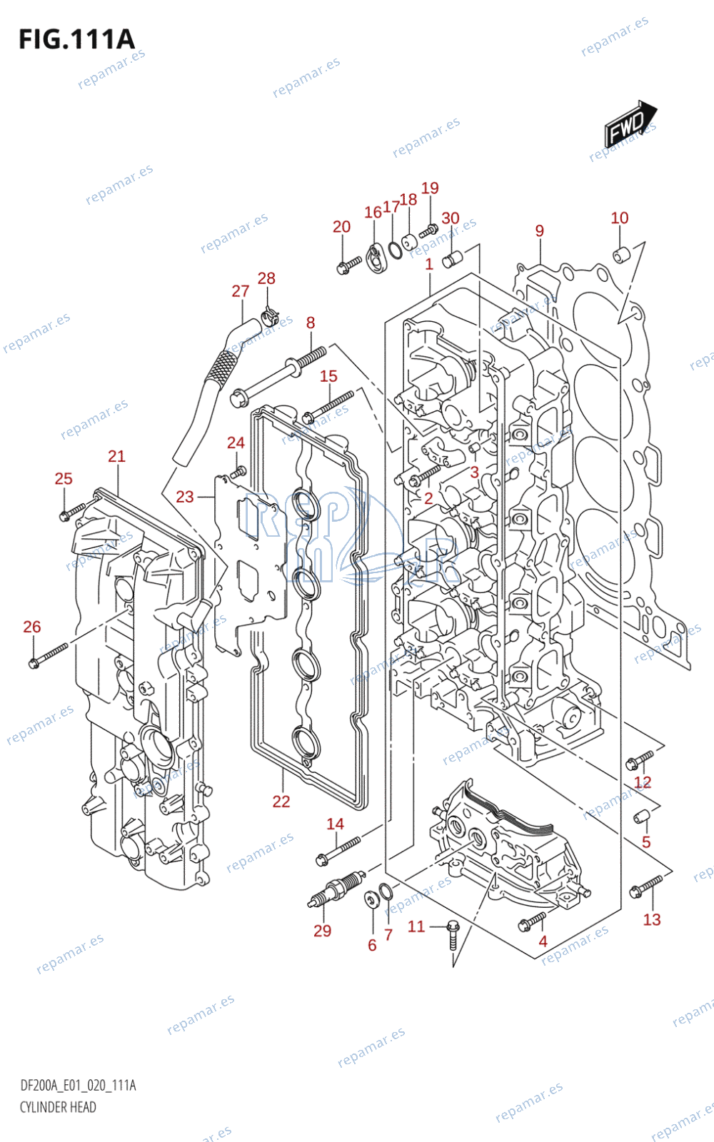 111A - CYLINDER HEAD (DF200AT,DF200AZ,DF175AT,DF175AZ)