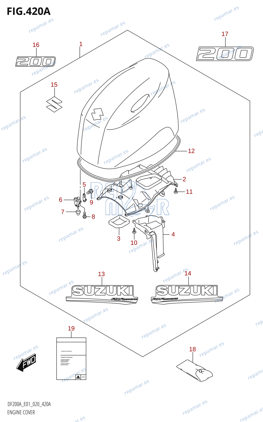 420A - ENGINE COVER (DF200AT:E01,DF200AZ:E01)