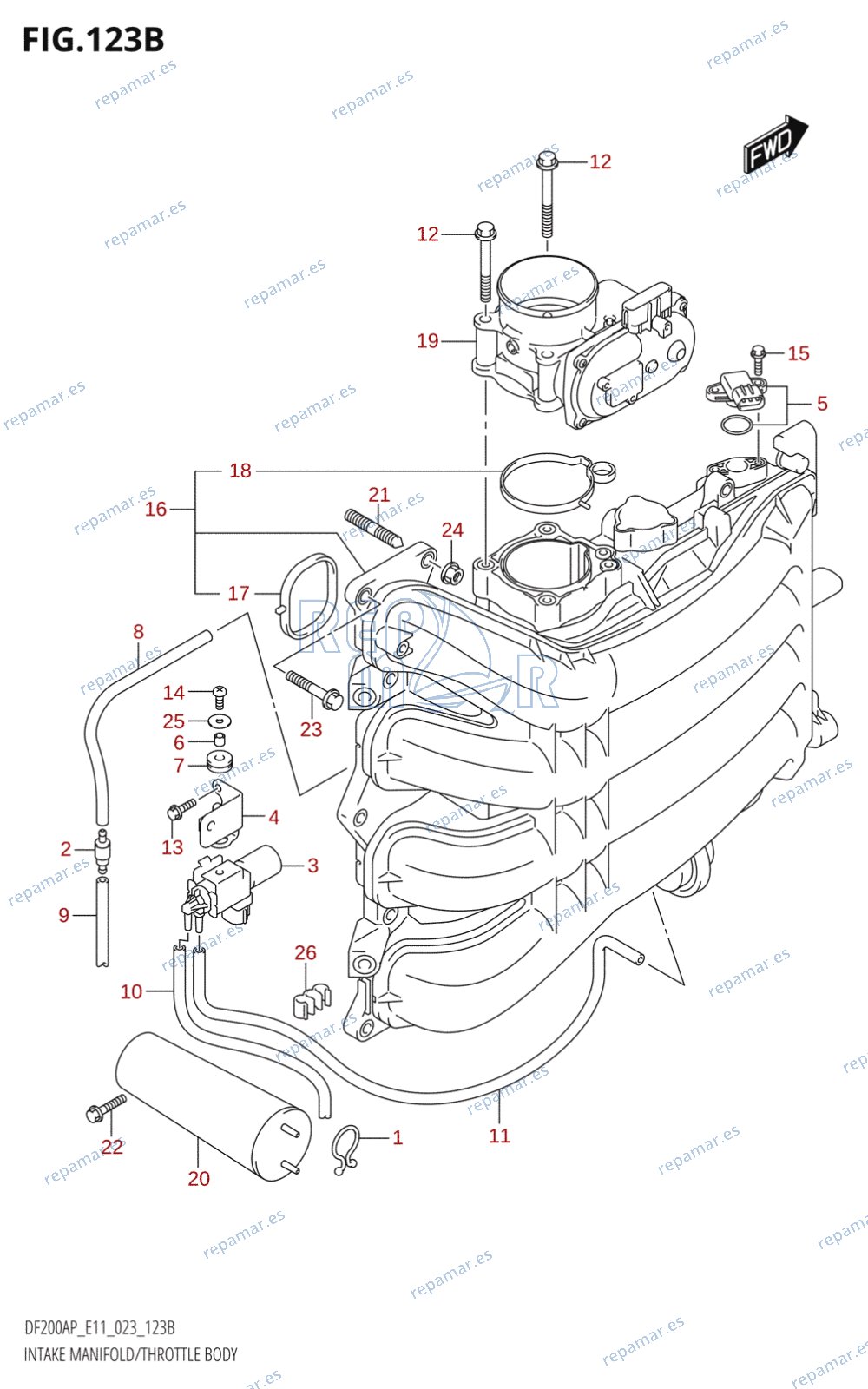 123B - INTAKE MANIFOLD /​ THROTTLE BODY (022,023)