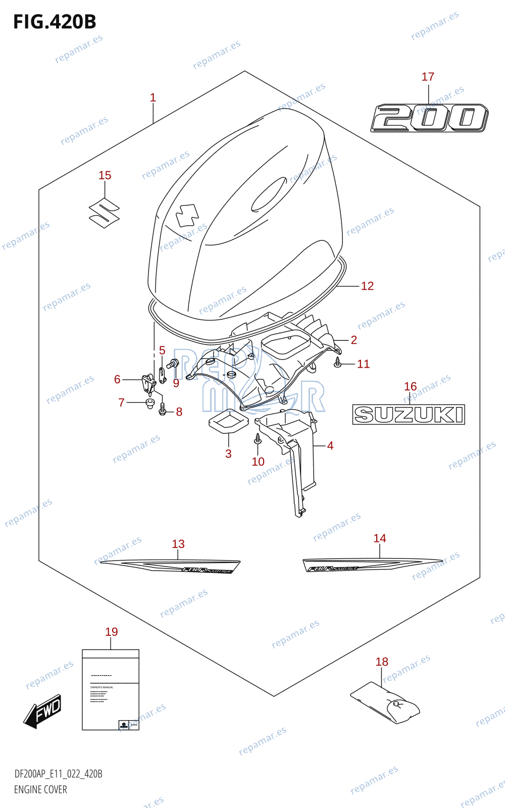 420B - ENGINE COVER (DF200AP:(021,022))