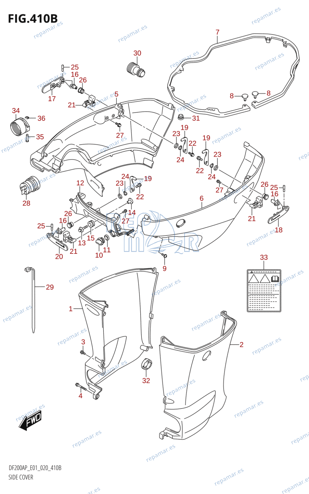 410B - SIDE COVER (DF200AP:E01)