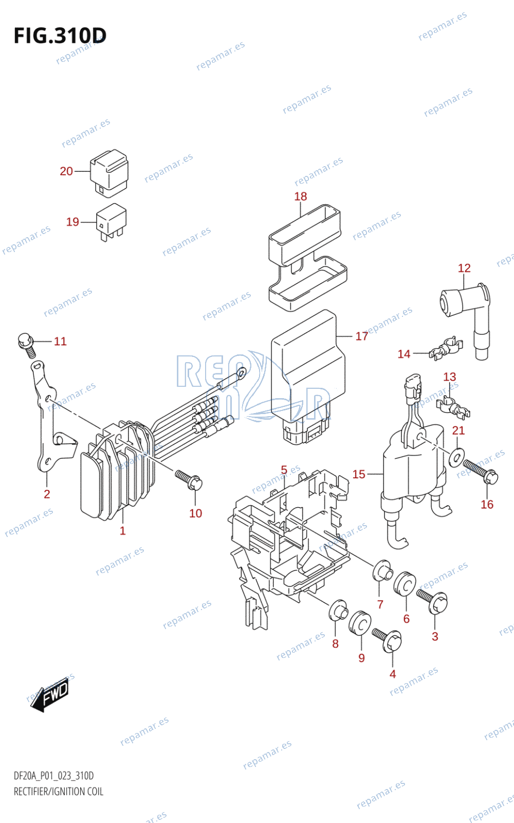 310D - RECTIFIER /​ IGNITION COIL (SEE NOTE)