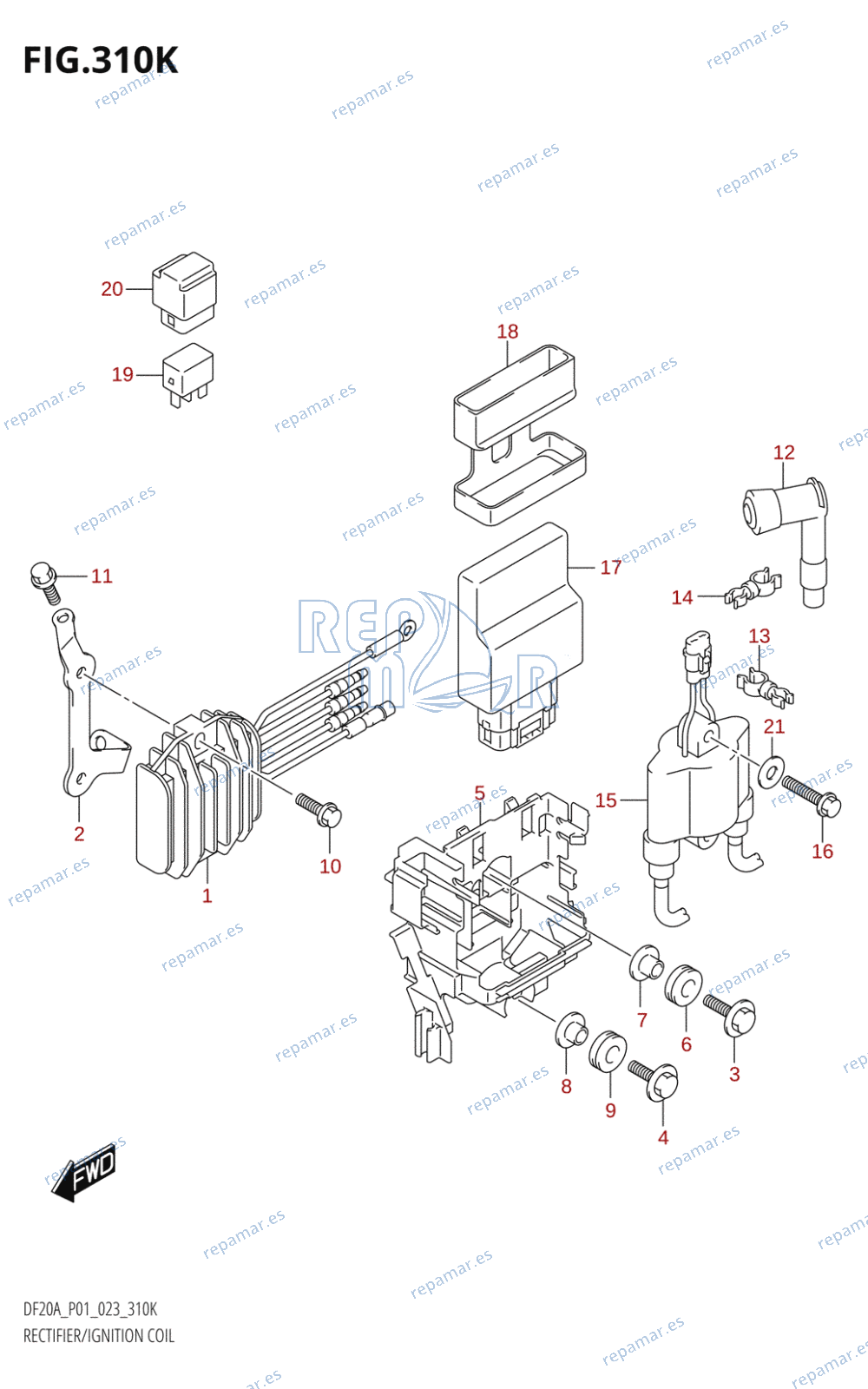 310K - RECTIFIER /​ IGNITION COIL (SEE NOTE)