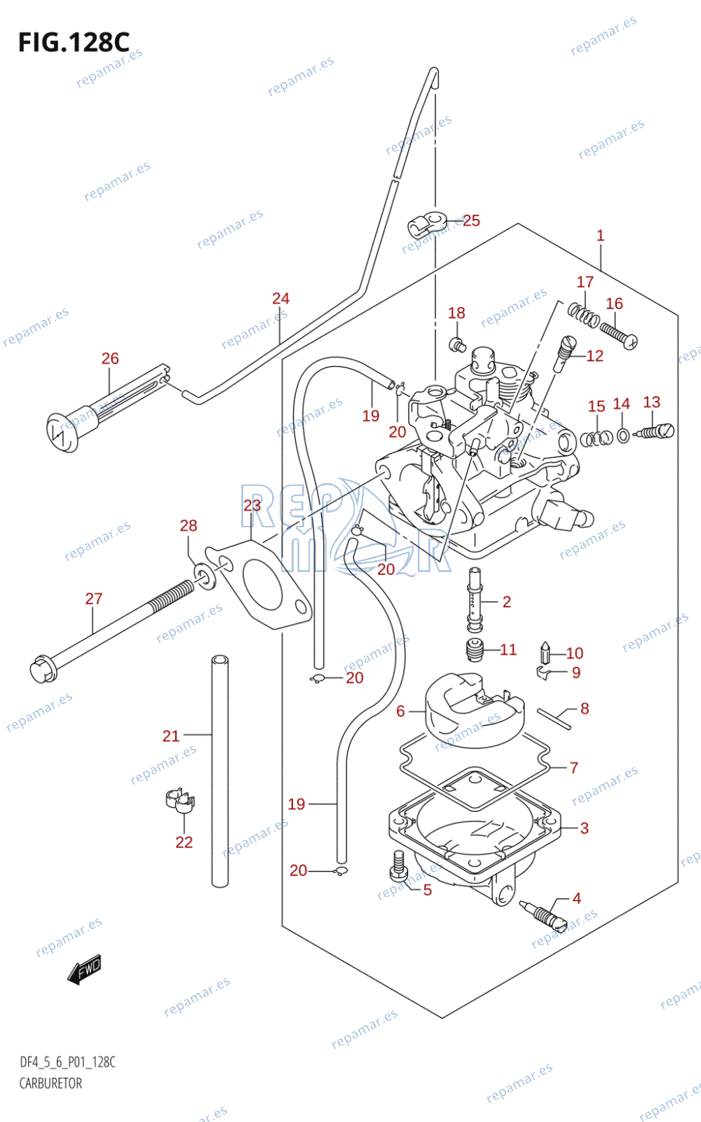 128C - CARBURETOR (DF4,DF5):(K5,6,7,8,9,10,11)