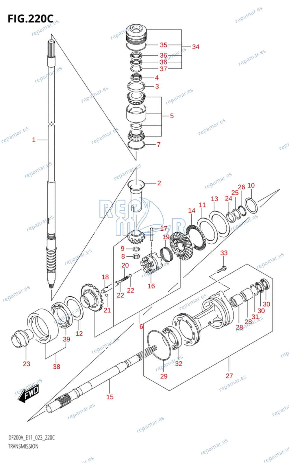 220C - TRANSMISSION ((DF200AZ,DF175AZ,DF150AZ):(020,021))