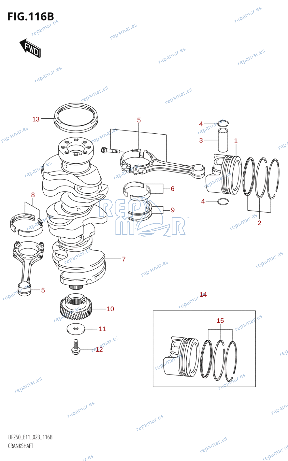 116B - CRANKSHAFT (DF250ST)