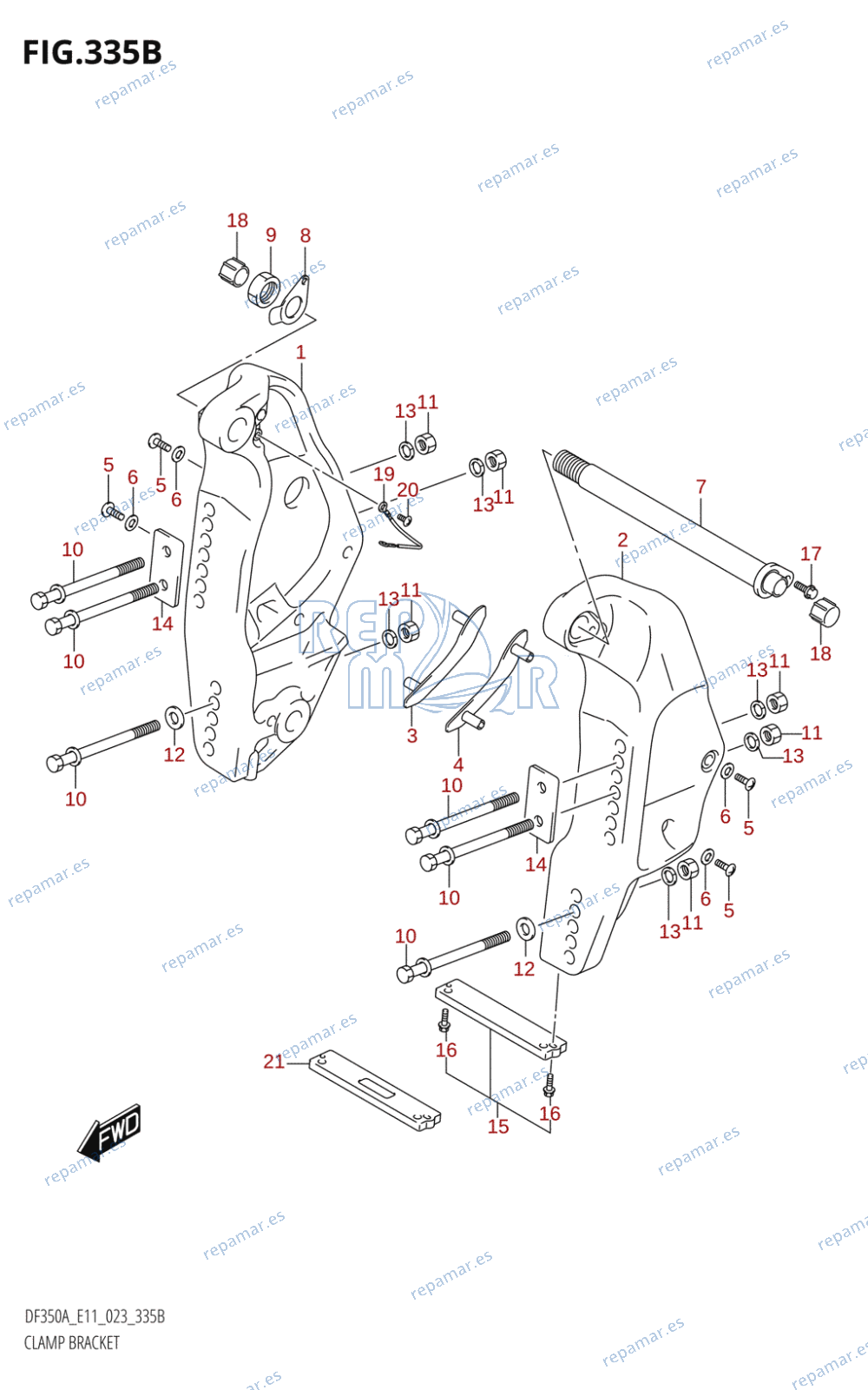 335B - CLAMP BRACKET (DF350AMD,DF300BMD)