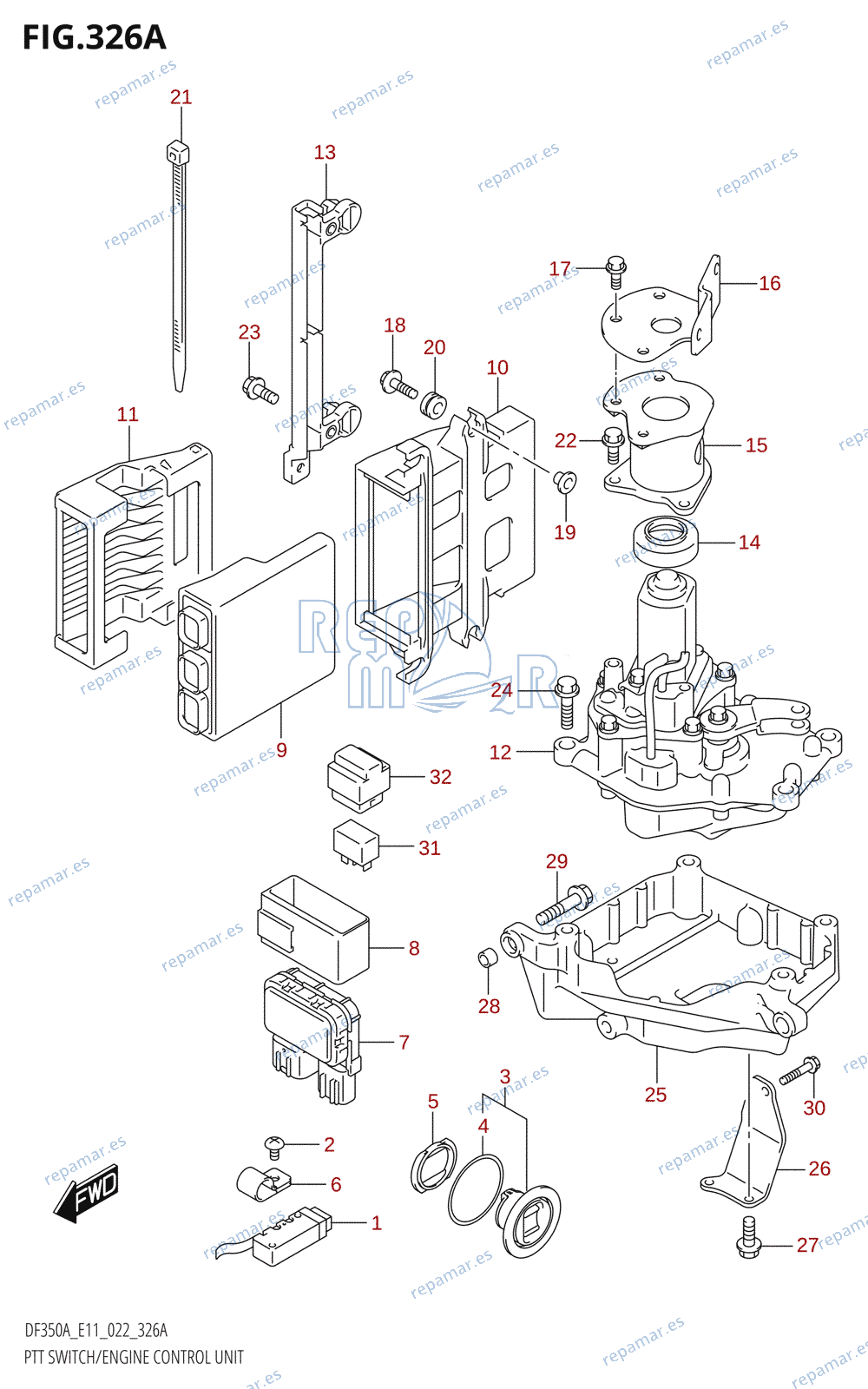 326A - PTT SWITCH /​ ENGINE CONTROL UNIT (DF350A)