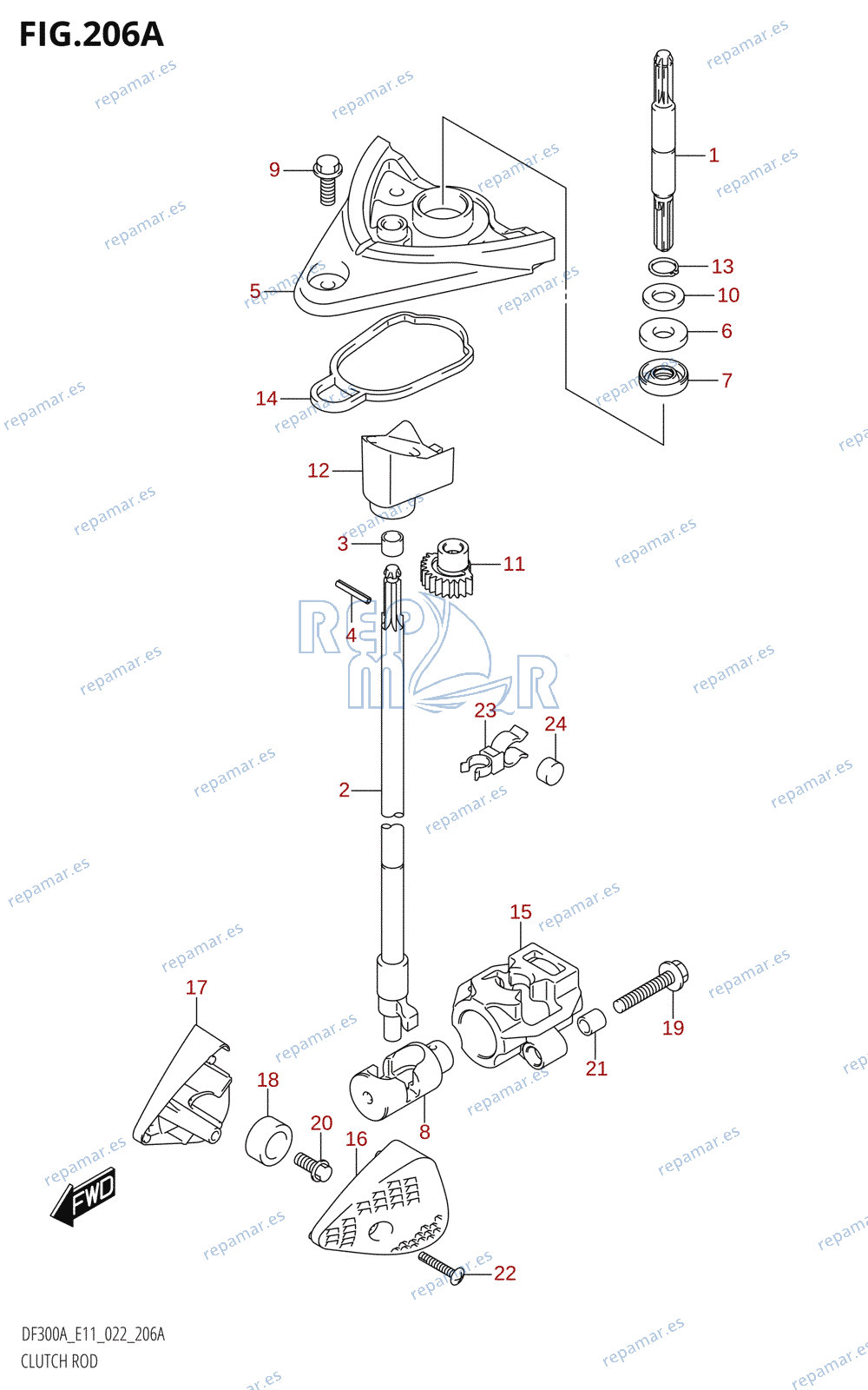 206A - CLUTCH ROD (020,021)