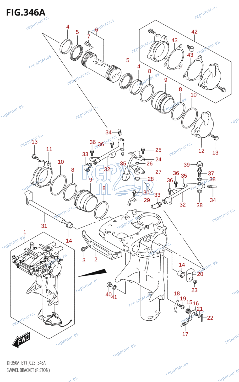 346A - SWIVEL BRACKET (PISTON) (DF350AMD,DF300BMD)