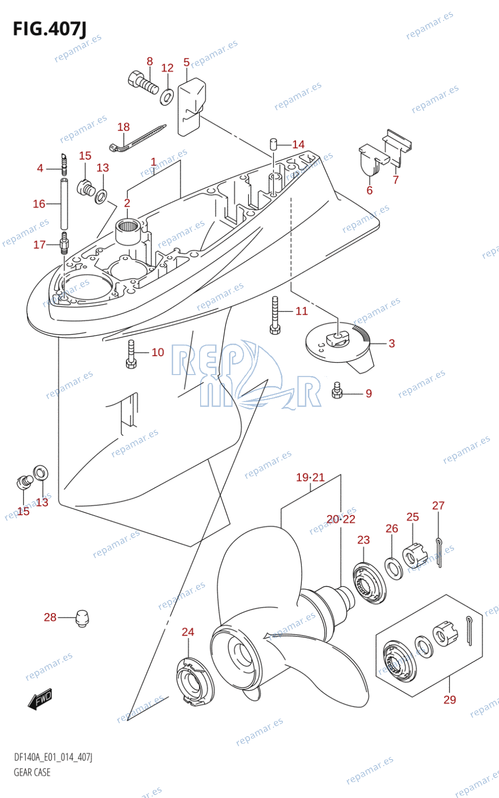 407J - GEAR CASE (DF140AZ:E01)