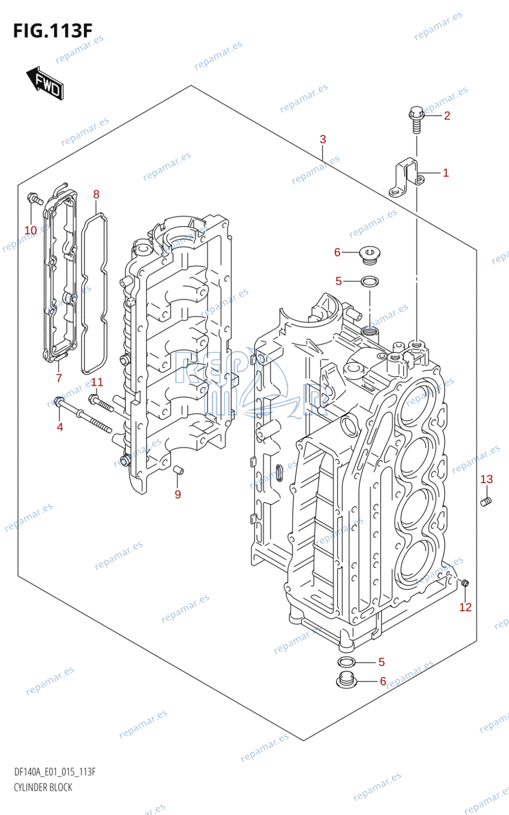 113F - CYLINDER BLOCK (DF140AT:E01)