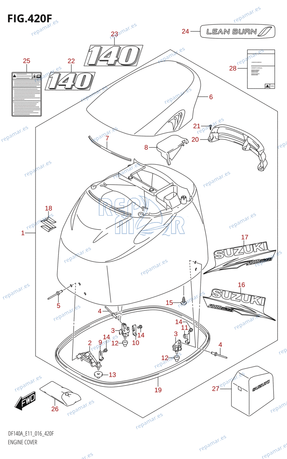 420F - ENGINE COVER (DF140AT:E11)