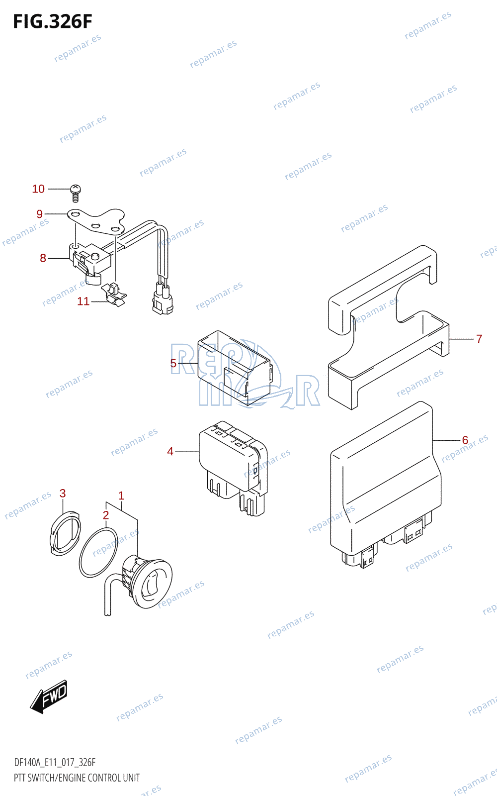 326F - PTT SWITCH /​ ENGINE CONTROL UNIT (DF140AT:E11)