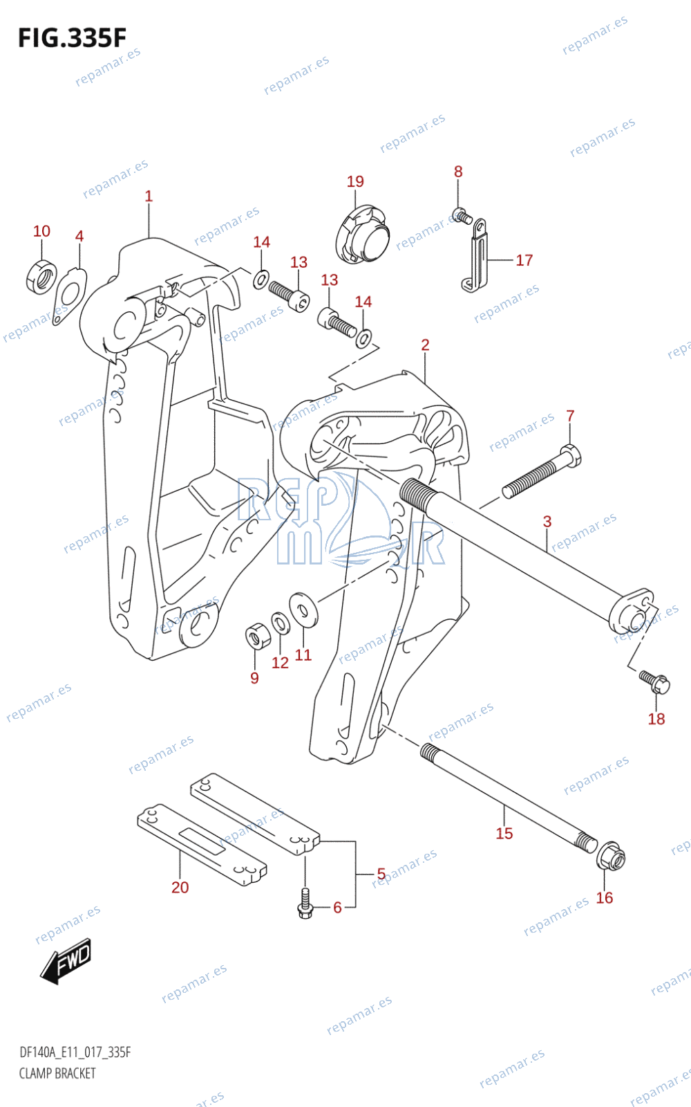 335F - CLAMP BRACKET (DF140AT:E11)