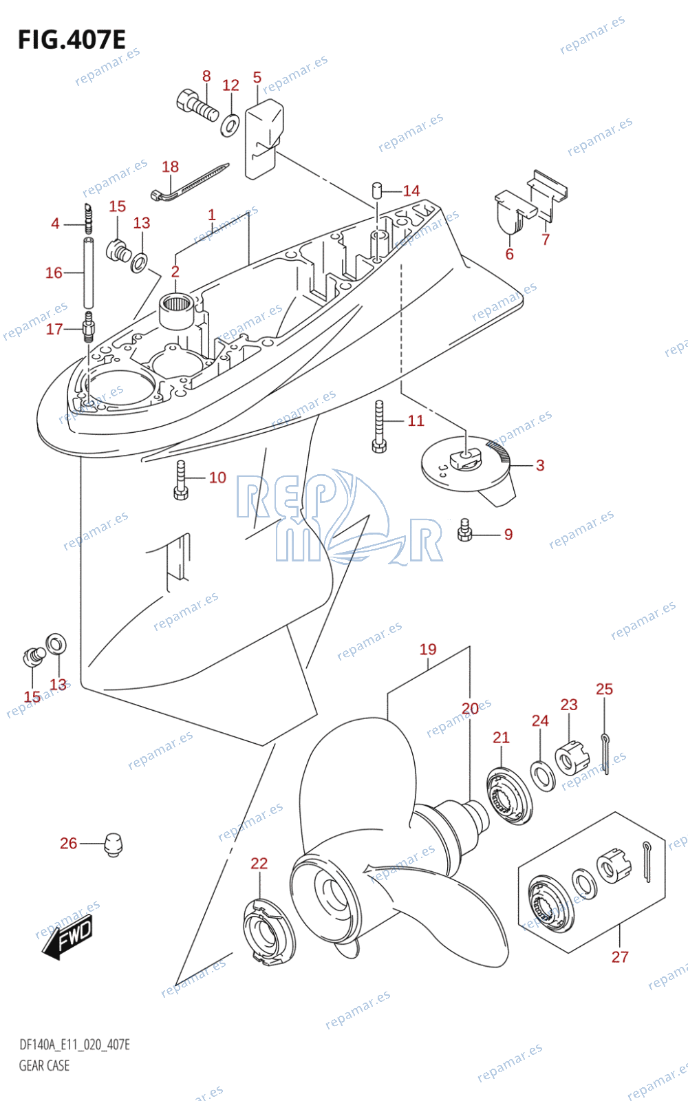 407E - GEAR CASE ((DF115AZ,DF140AZ):E11)