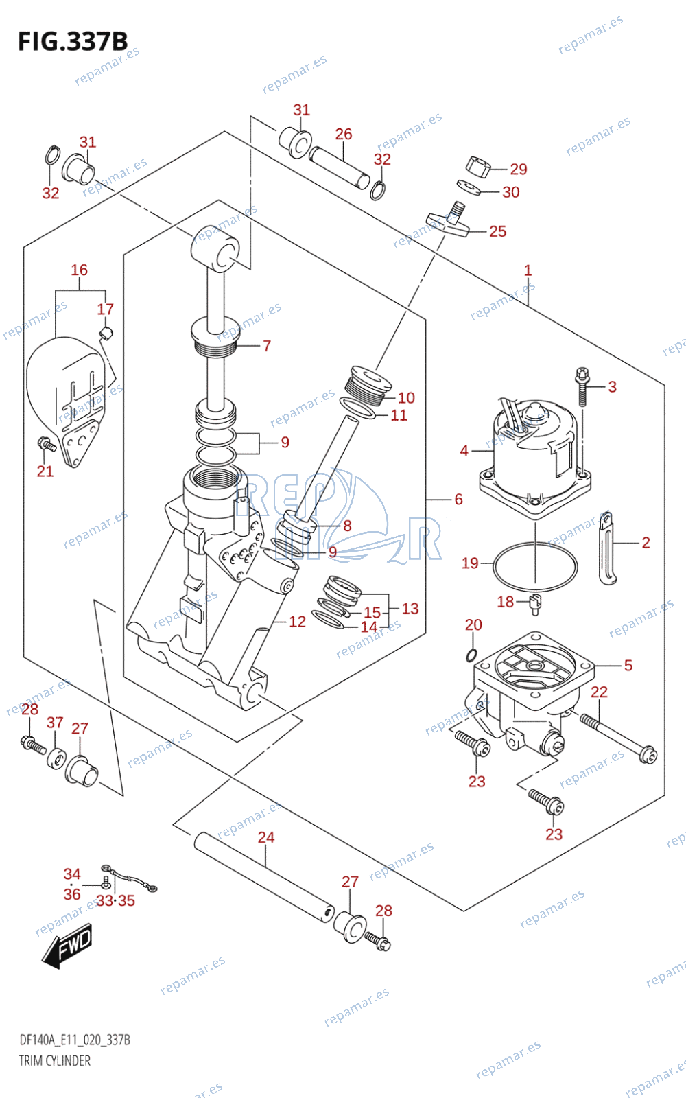 337B - TRIM CYLINDER (DF115AST,DF140AT:E11,DF140AZ:E11)