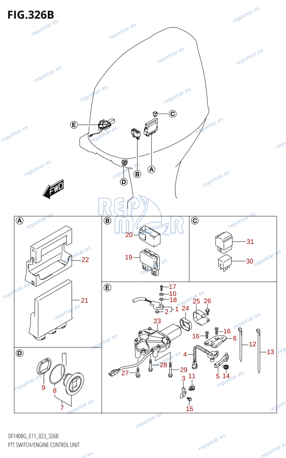 326B - PTT SWITCH /​ ENGINE CONTROL UNIT (DF140BG,DF140BZG)