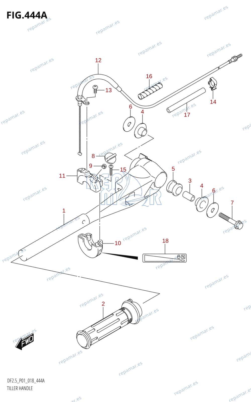 444A - TILLER HANDLE